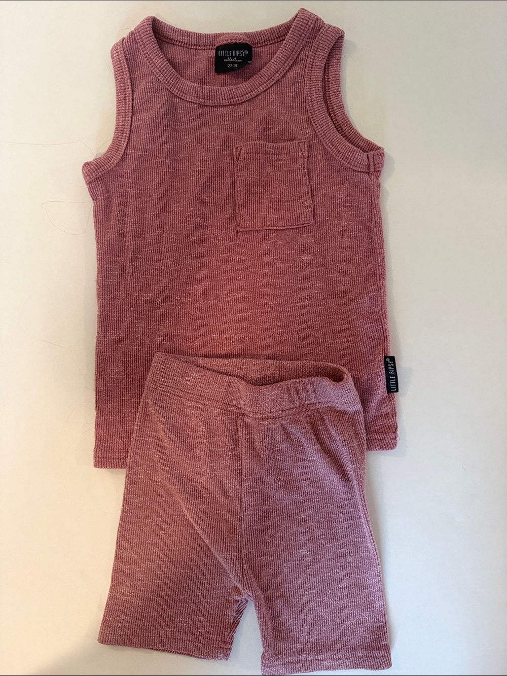 Little Bipsy Dusty Rose Ribbed Tank & Shorts Pajama Set